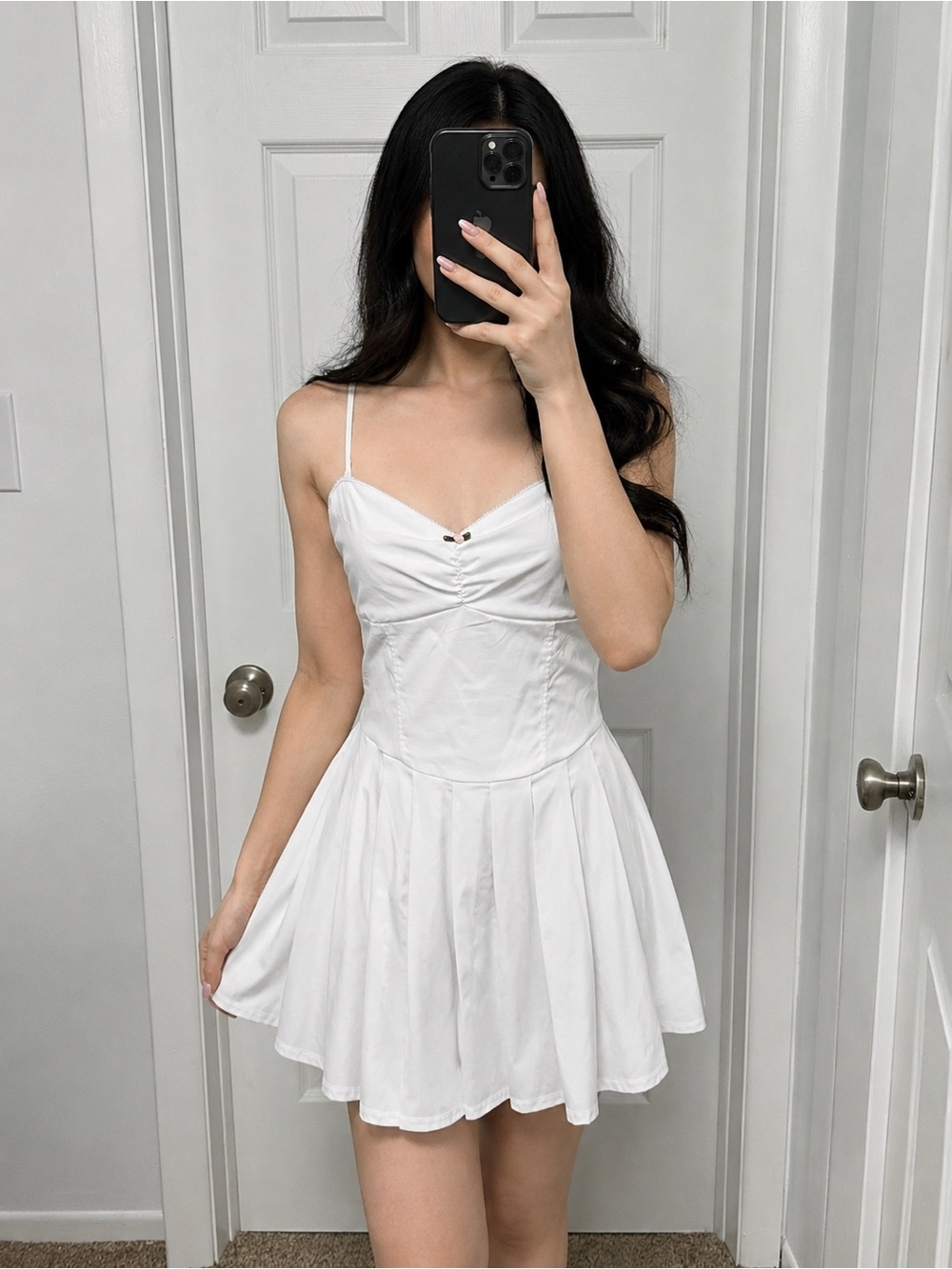 White Spaghetti Strap Fit & Flare Dress